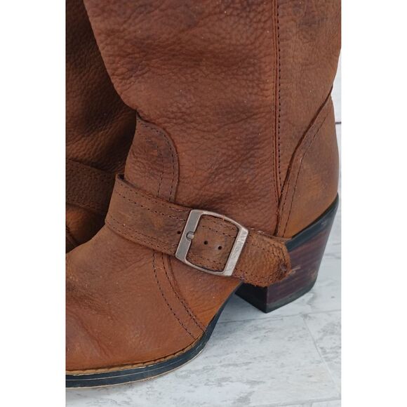 Durango 14 Inch Brown Belted Western Boots Cowboy Cowgirl Sz 6 - Picture 4 of 11